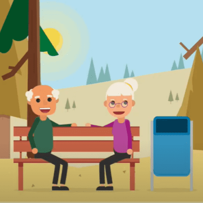Screenshot uit de animatievideo 'veilig vluchten bij natuurbrand'