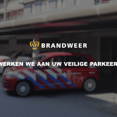 Animatie van een video met het brandweerlogo en tekst: Samen werken we aan uw veilige parkeergarage