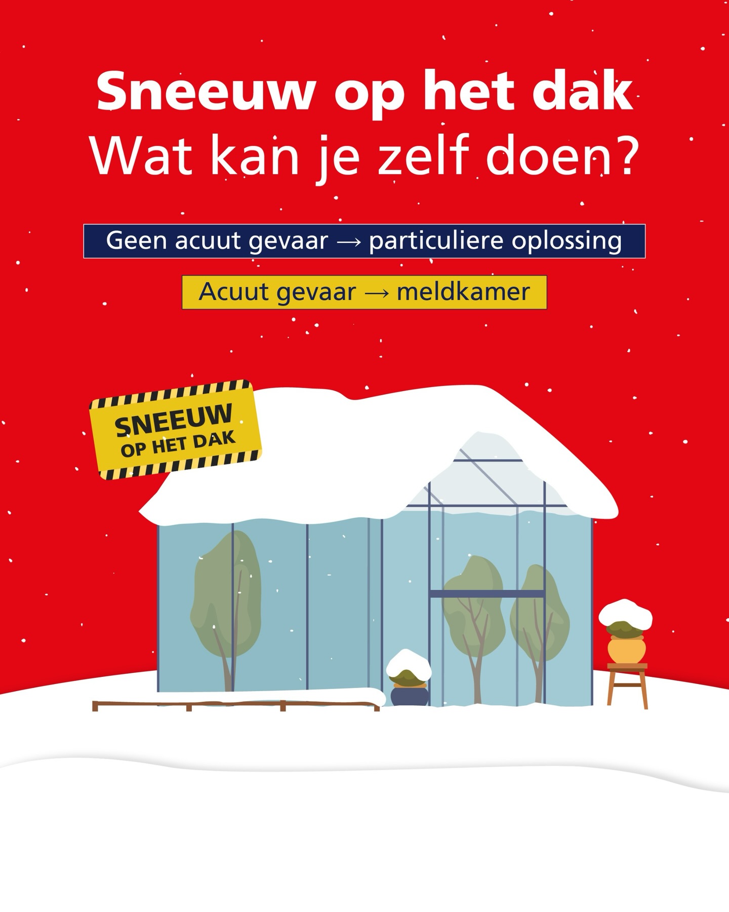 sneeuw op het dak brandweer